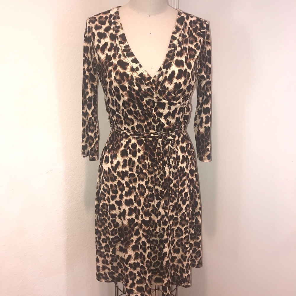 West Kei Jaguar Print Faux Wrap Dress